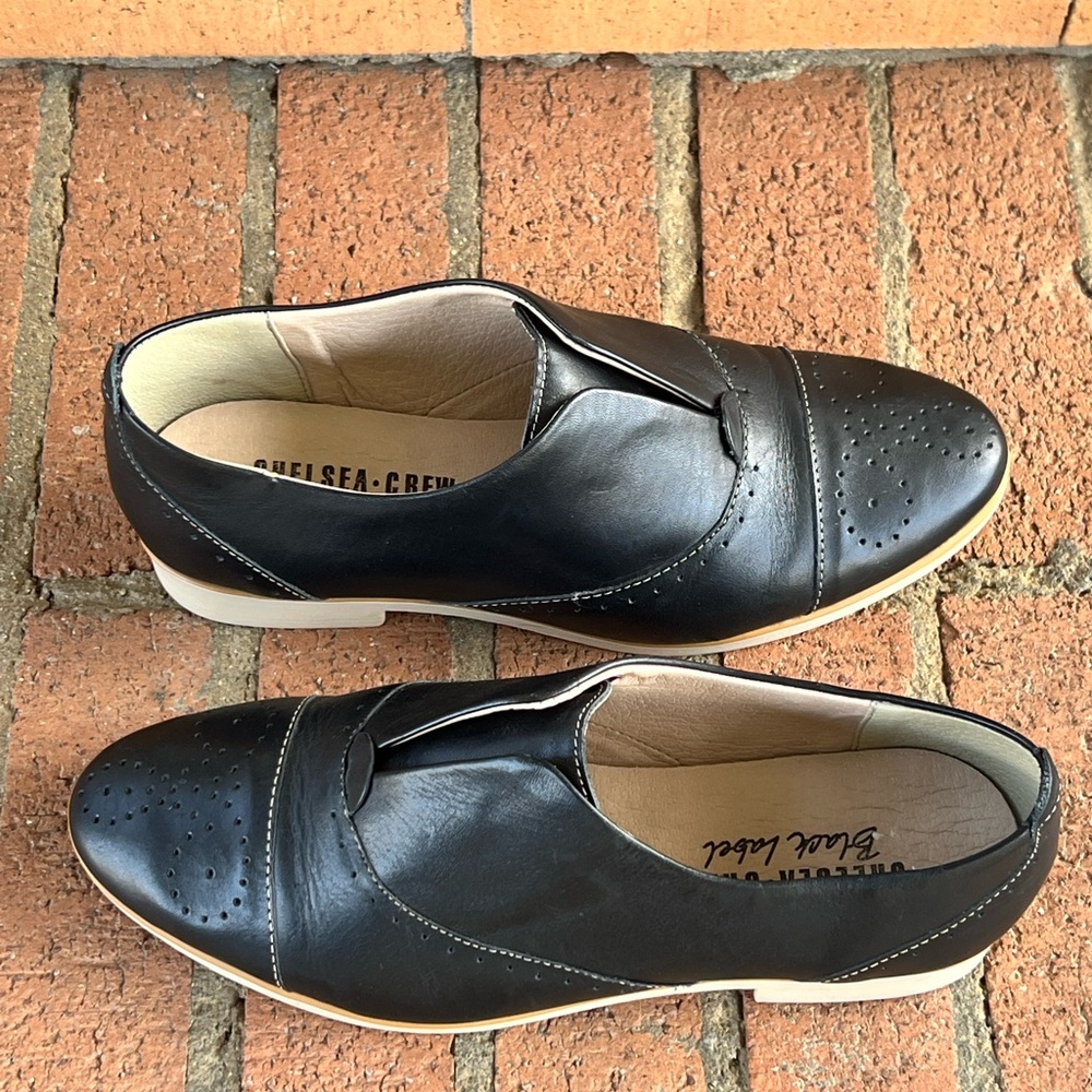 chelsea crew Black Perforated Leather Slip-On Loafers